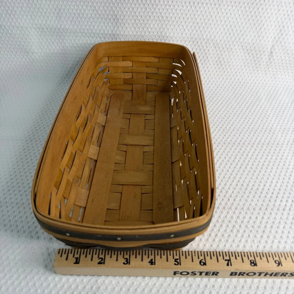 Bradford Basket Company Handwoven Wood Basket USA 1998 Rectangular Natural Brown